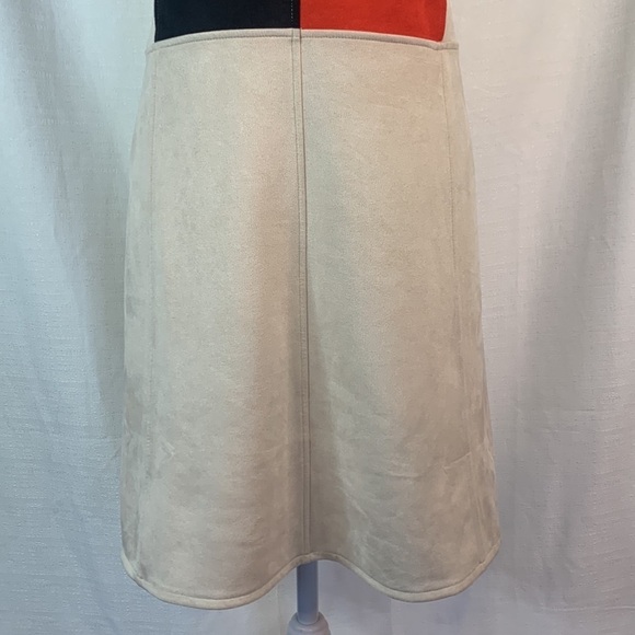 Zara Sleeveless Faux Suede Color Block Dress - Picture 6 of 16